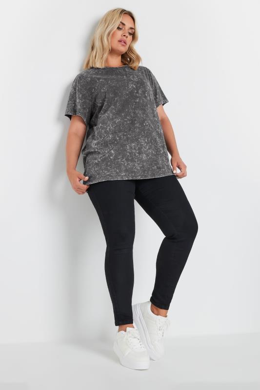 YOURS Plus Size Grey Acid Wash T-Shirt | Yours Clothing  3