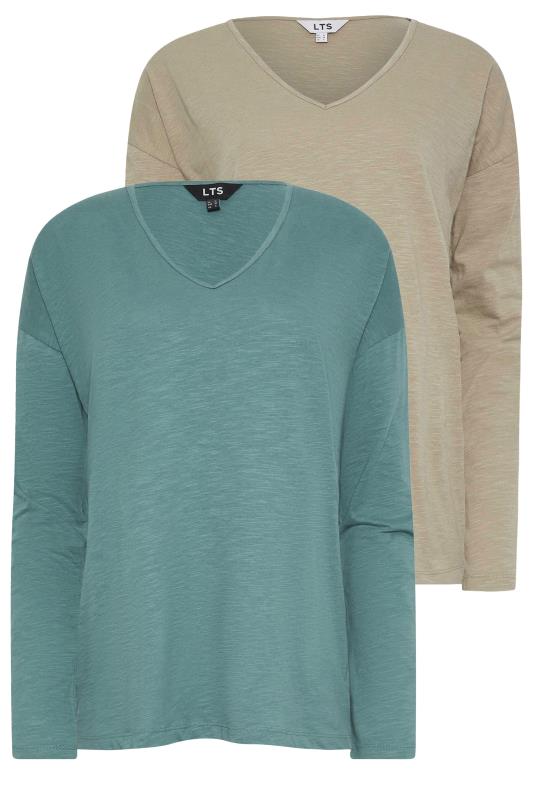 LTS Tall Women's 2 PACK Natural Brown & Blue Long Sleeve T-Shirts | Long Tall Sally  6