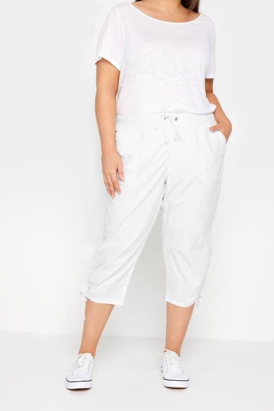 Ladies Women Cropped Trousers Stretchy Summer Cotton Capri Plus