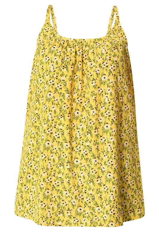 YOURS Plus Size Yellow Ditsy Floral Swing Vest | Yours Clothing 5
