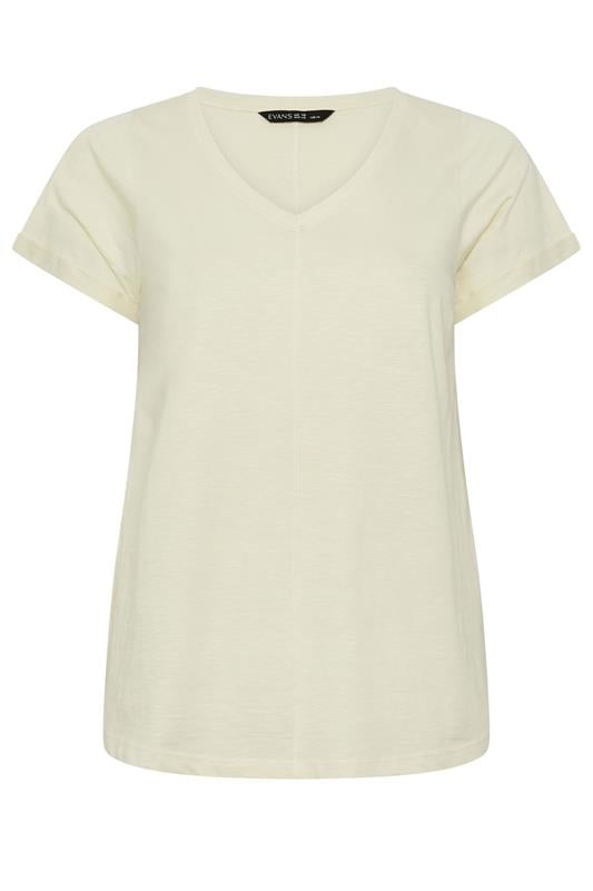 EVANS Plus Size Natural V-Neck Cotton T-Shirt | Evans 5