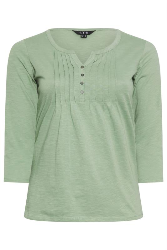 LTS Tall Womens Sage Green Cotton Henley Top | Long Tall Sally 5