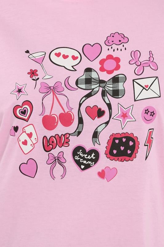 YOURS Plus Size Pink Gingham Bow Wide Leg Pyjama Set | Yours Clothing 4