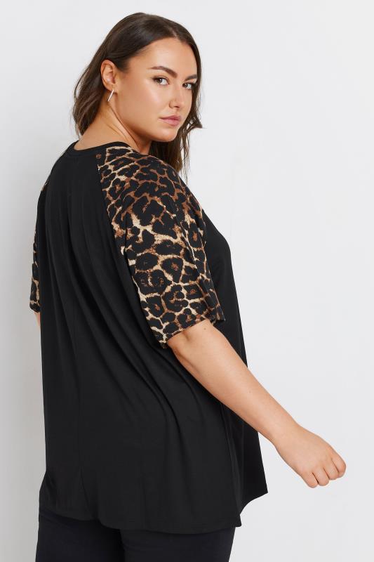 YOURS Plus Size Black Leopard Print Sleeve Top | Yours Clothing  5