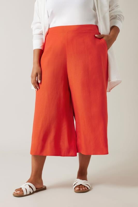 Plus Size  EVANS Curve Rust Orange Linen Culottes