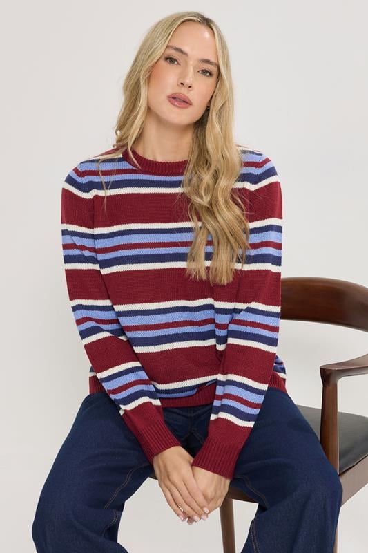  LTS Tall Red Knitted Stripe Jumper