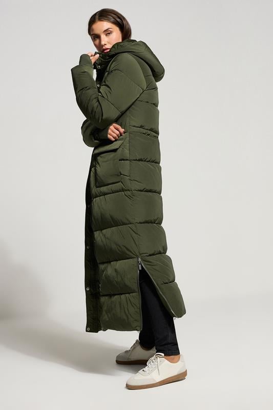 LTS Tall Khaki Padded Longline Maxi Coat | Long Tall Sally 2