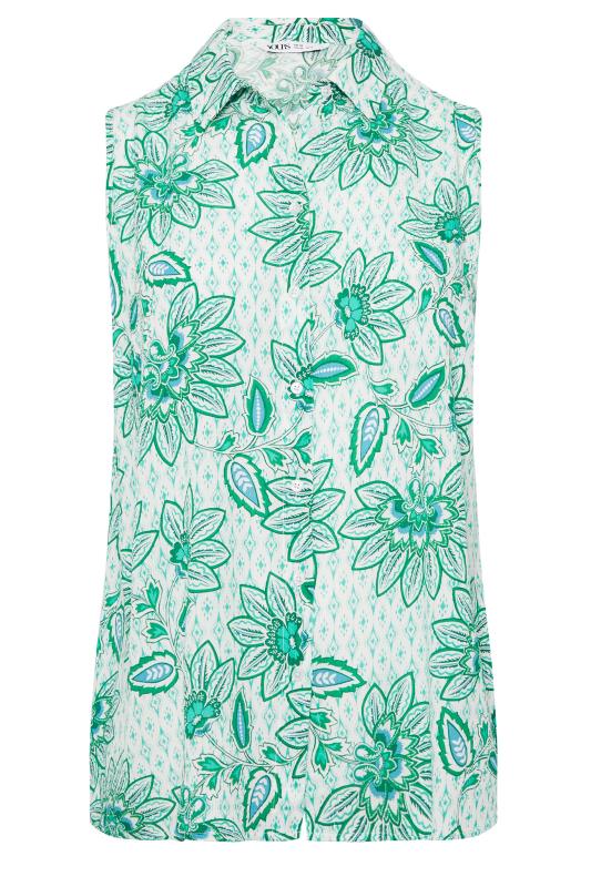 YOURS Plus Size Green Floral Print Dipped Hem Sleeveless Blouse | Yours Clothing 6