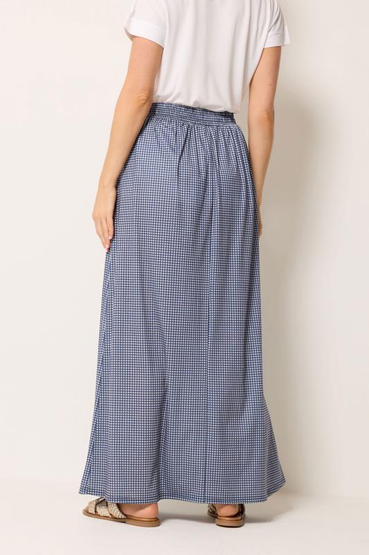 LTS Tall Women's Navy Blue Gingham Shirred Maxi Skirt | Long Tall Sally 2