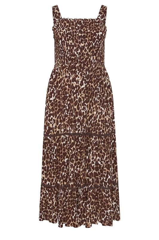 YOURS Plus Size Brown Leopard Placket Dress | Yours Clothing 5
