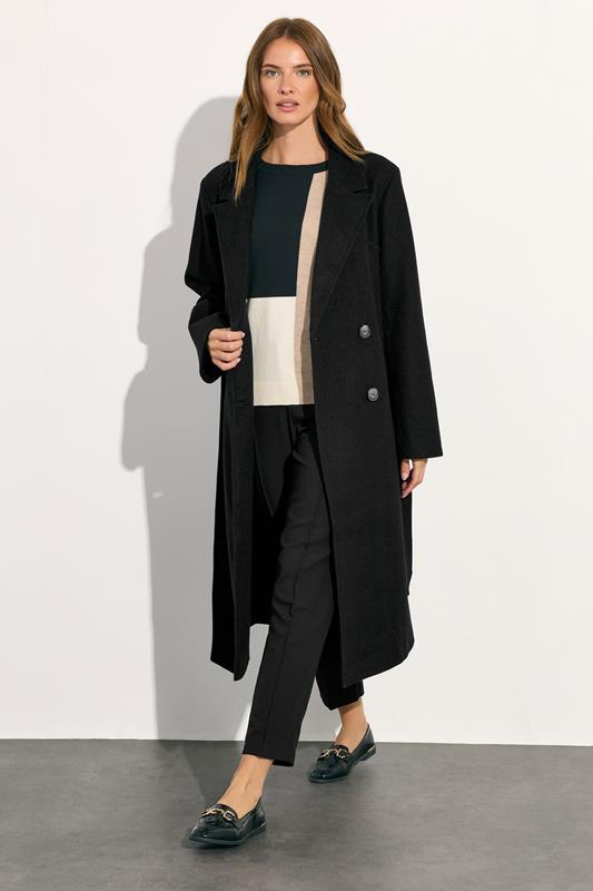 M&Co Black Button Up Wrap Coat | M&Co 2