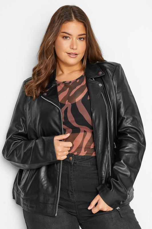 LTS Tall Women's Black Leather Biker Jacket | Long Tall Sally 1