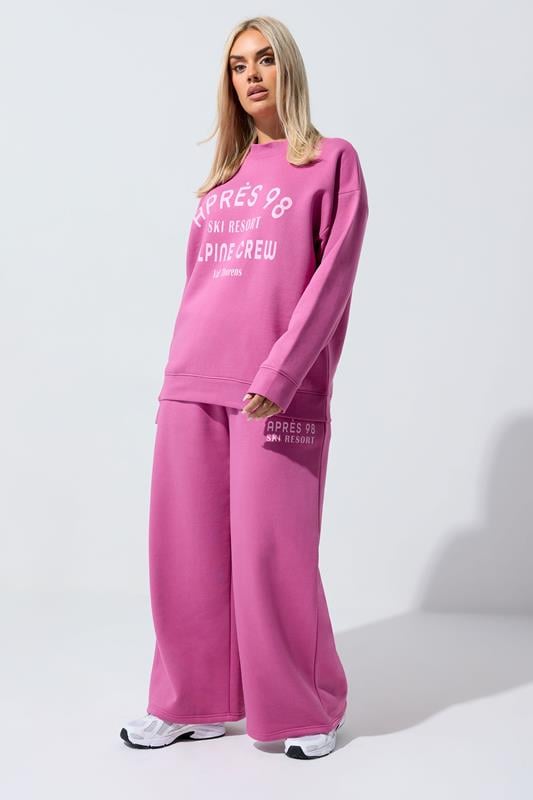 Plus Size  LIMITED COLLECTION Curve Pink 'Après 98' Wide Leg Joggers
