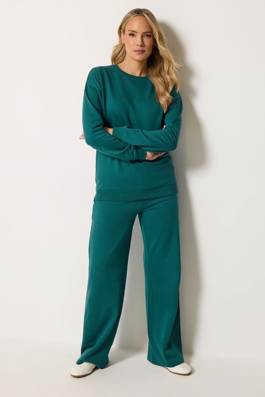 LTS Tall Women's Teal Blue Wide Leg Joggers | Long Tall Sally  1