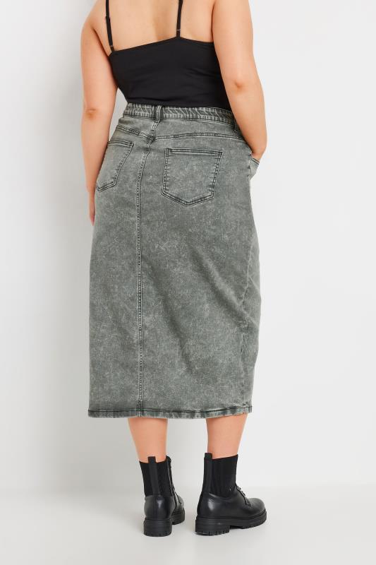 YOURS Plus Size Grey Acid Wash Denim Midaxi Skirt | Yours Clothing 3