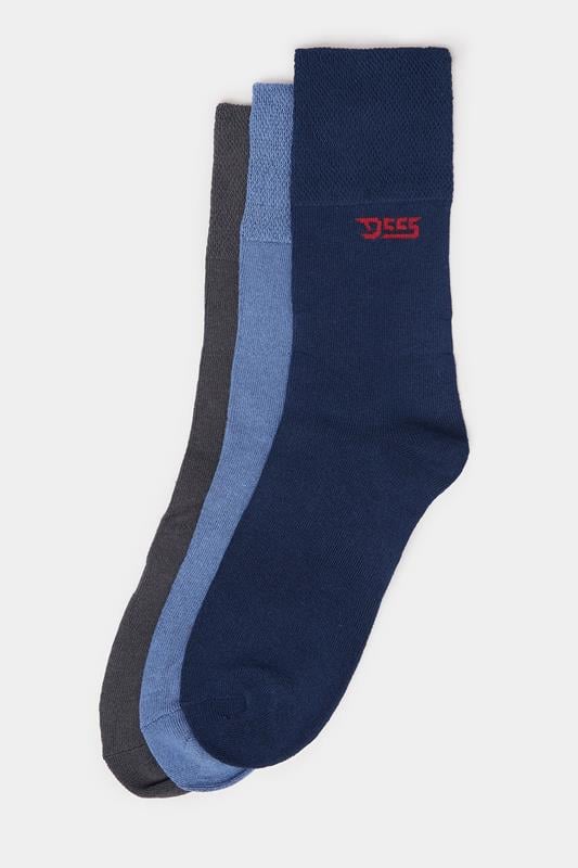 D555 Big & Tall Blue & Grey 3 Pack Socks