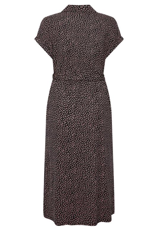 Plus Size Black Leaf Print Spilt Hem Midaxi Shirt Dress | Yours Clothing 7
