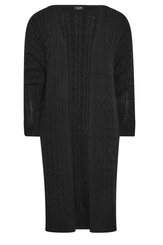 YOURS Plus Size Black Maxi Longline Cardigan | Yours Clothing 6