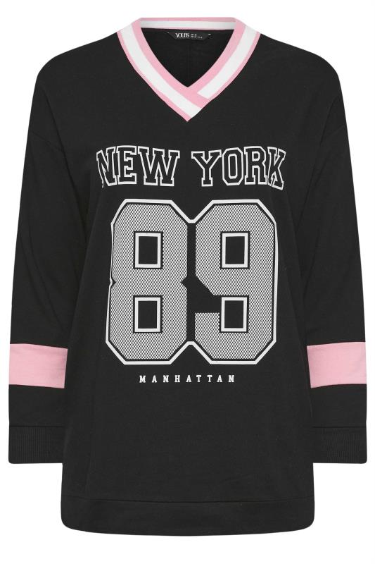 YOURS Plus Size Black 'New York' Slogan Print Sweatshirt | Yours Clothing 5