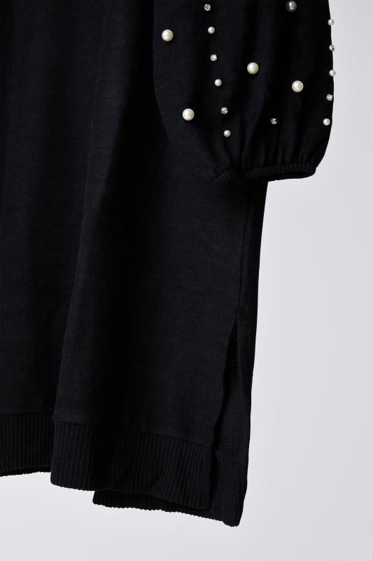 EVANS Plus Size Black Pearl Embellished Jumper Dress | Evans 8