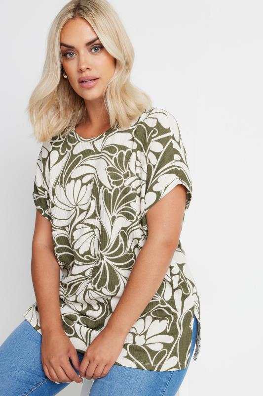 YOURS Plus Size Green Abstract Swirl Print Top | Yours Clothing 1