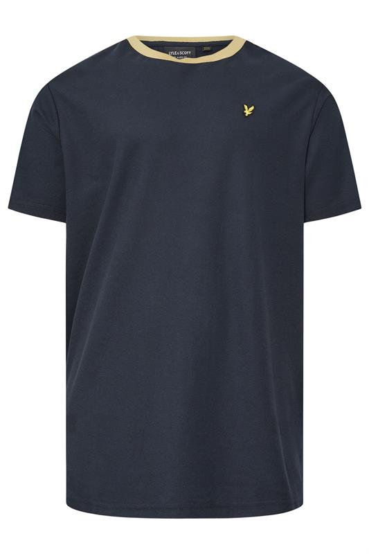 LYLE & SCOTT Big & Tall Navy Blue Contrast Taped T-Shirt 1