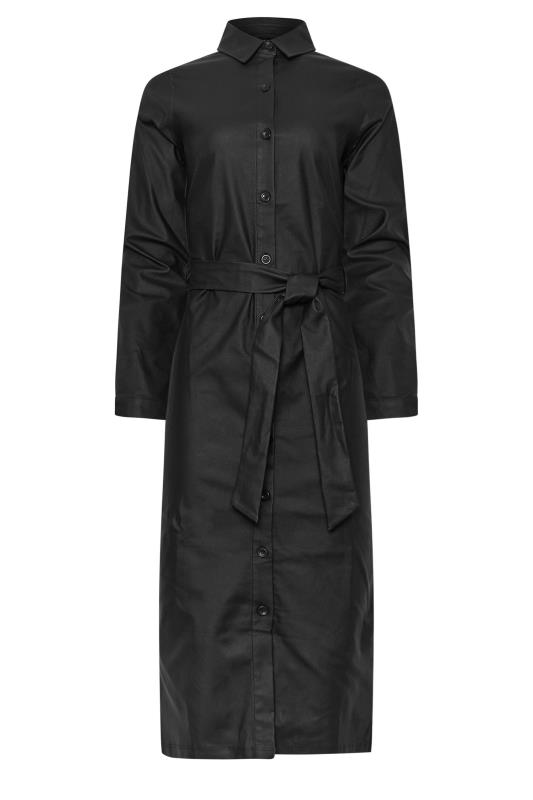 LTS Tall Black Coated Midi Shirt Dress | Long Tall Sally 3