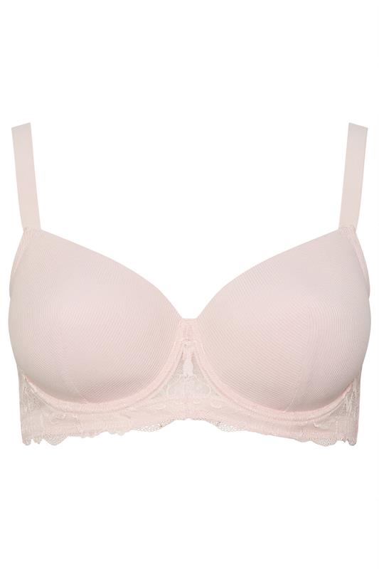 YOURS Plus Size Pink Soft Touch Ribbed Underwired Bra | Yours Clothing 5