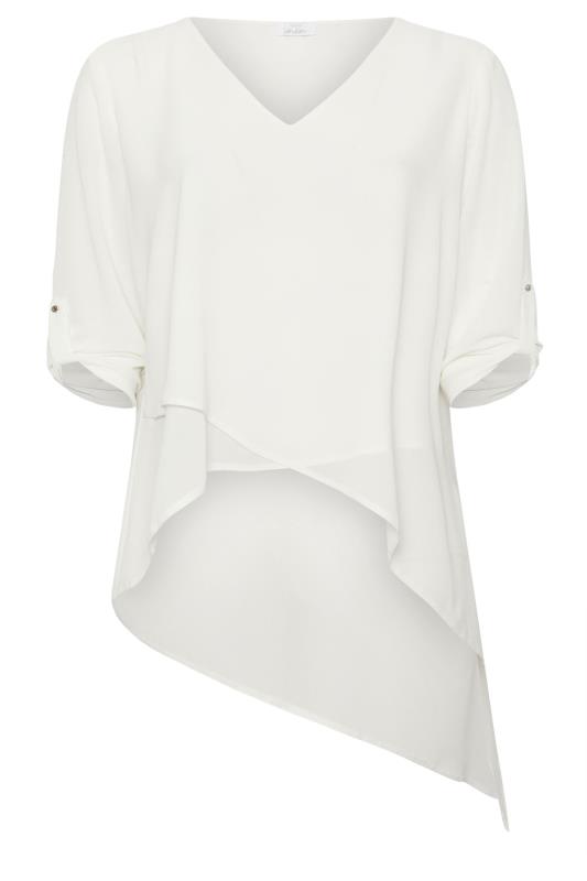 YOURS LONDON Plus Size Ivory White Asymmetric Hem Blouse | Yours Clothing 5