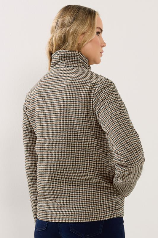 LTS Tall Brown Check Funnel Neck Coat | Long Tall Sally 4