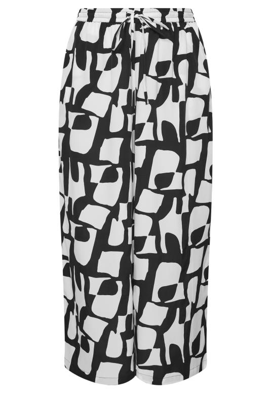 LIMITED COLLECTION Plus Size Black Abstract Print Drawstring Wide Leg Trousers | Yours Clothing 5