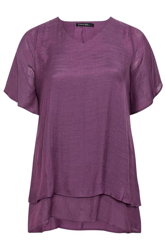 EVANS Plus Size Purple Double Layer Angel Top | Evans 5