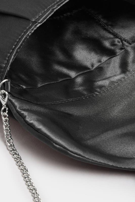 Black Satin Buckle Detail Clutch Bag | Yours Clothing 7