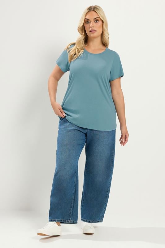 YOURSET 2 PACK Plus Size Blue & Grey Core T-Shirts | Yours Clothing 2