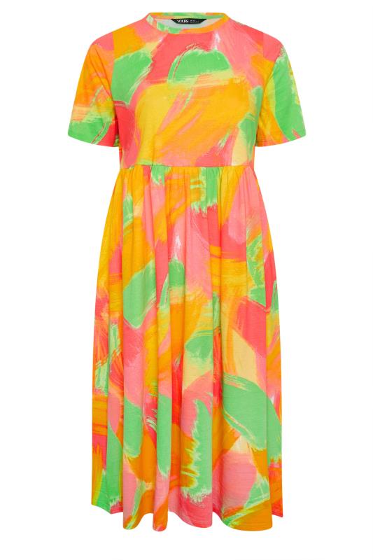 YOURS Plus Size Pink Abstract Print Pure Cotton Midaxi Dress | Yours Clothing 6