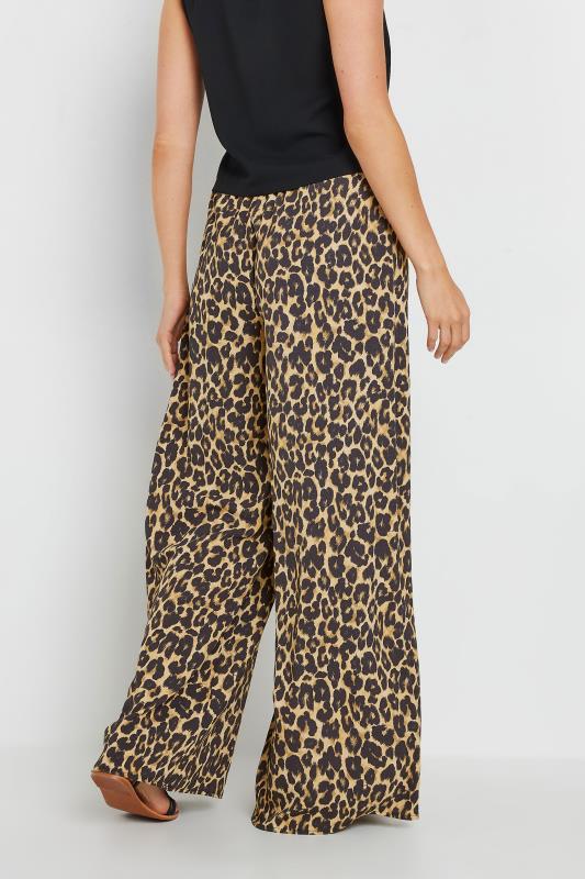 LTS Tall Black Leopard Print Wide Leg Trousers | Long Tall Sally 3