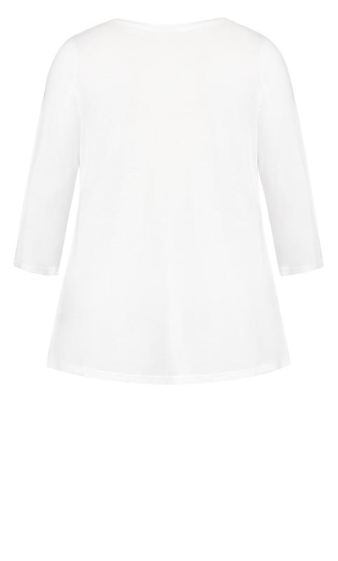 Plus Size 3/4 Sleeve Sleep Top White Warm Relaxed Nightwear Soft 6