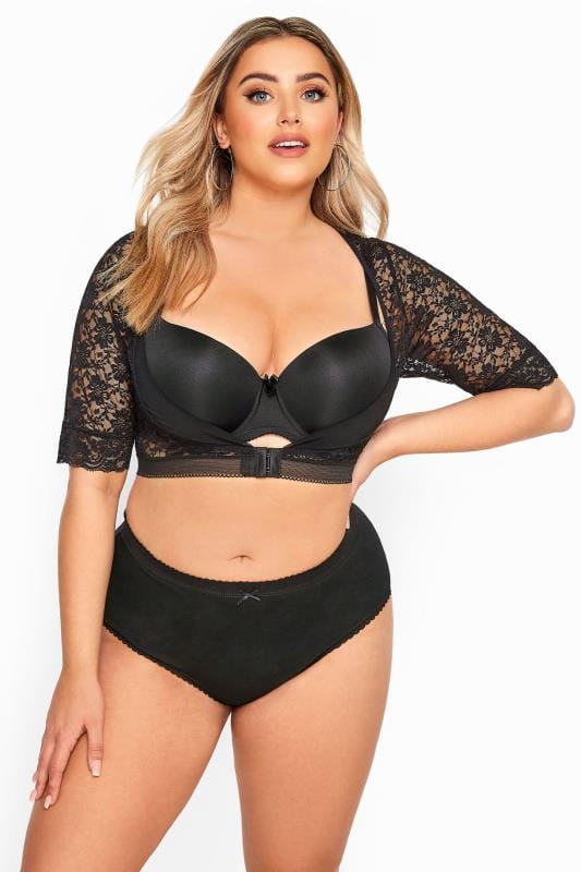 Plus Size Shapewear YOURS Curve Black Lace Front Fastening Armwear Top