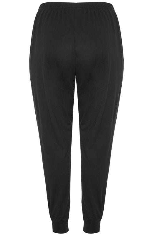 Plus Size Black Cuffed Pyjama Bottoms | Yours Clothing 4