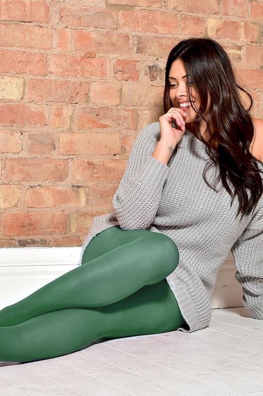 Leaf Green 50 Denier Tights | Yours Clothing 1