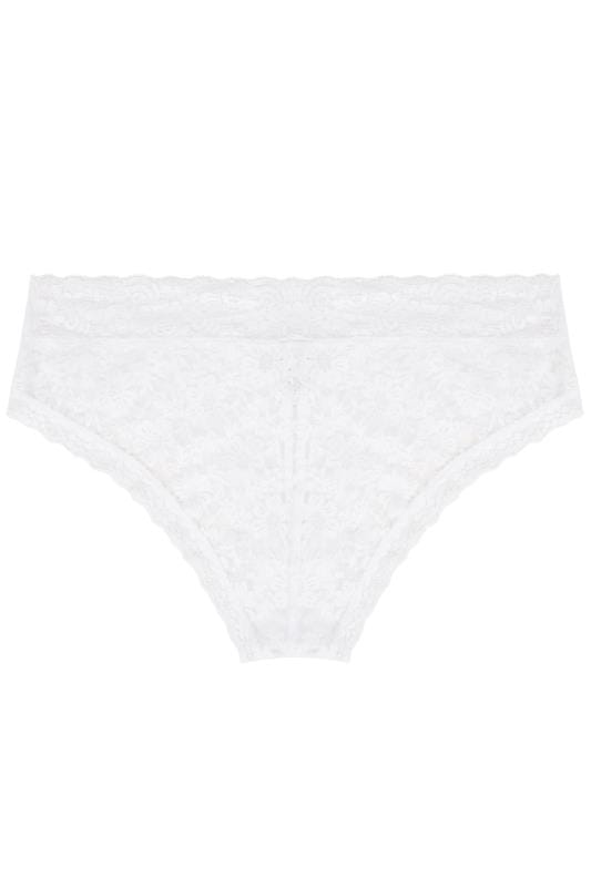 White Lace Low Rise Brazilian Knickers | Yours Clothing 3