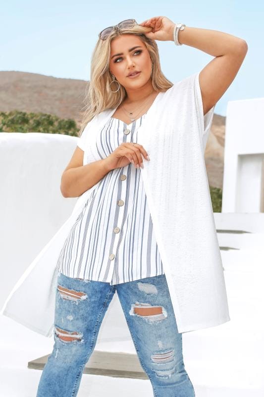 Plus Size Curve White Short Sleeve Cardigan | Yours Clothing 6