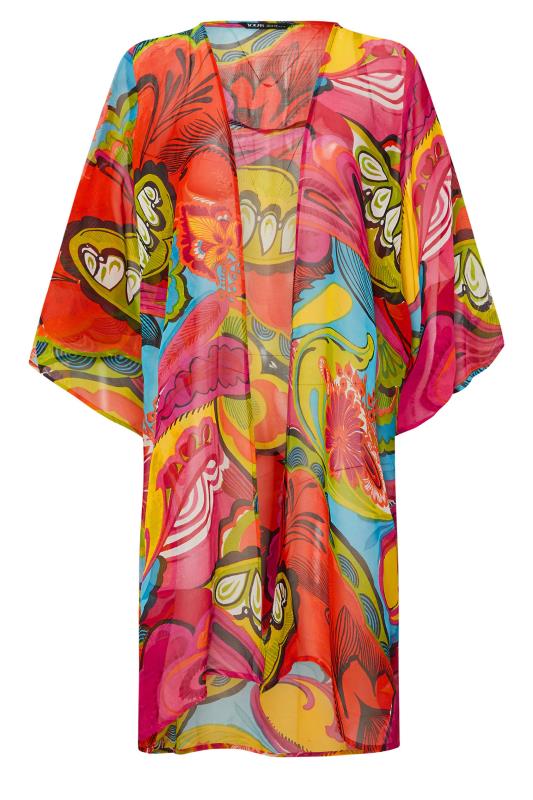 YOURS Plus Size Pink Abstract Print Beach Shirt | Yours Clothing 5