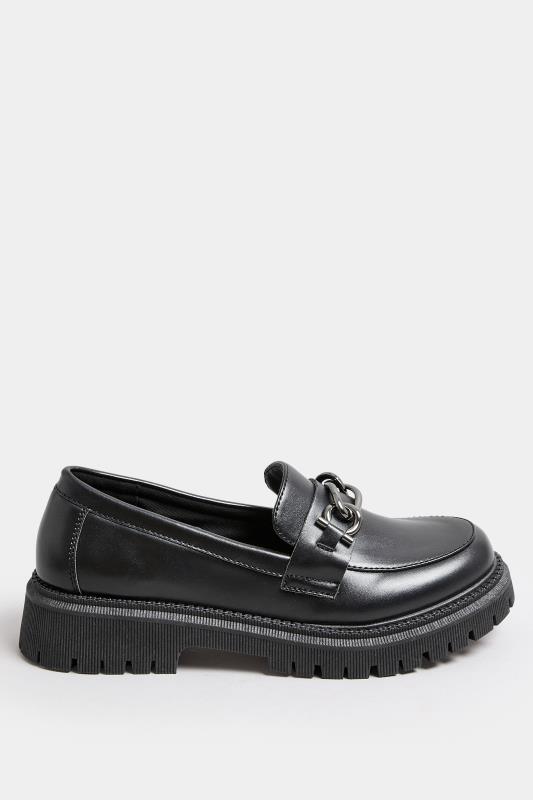 Black Chain Detail Chunky Loafers In Wide E Fit & Extra Wide EEE Fit | Yours Clothing  3