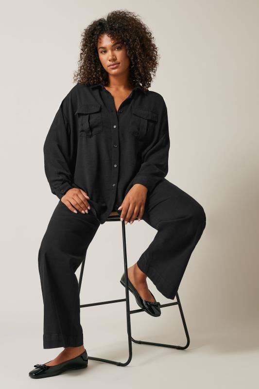 EVANS Plus Size Black Long Sleeve Utility Shirt | Evans  3