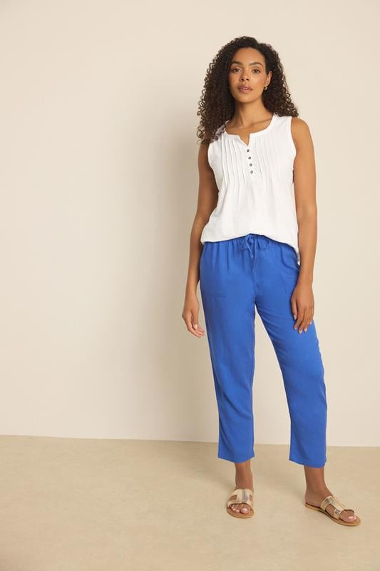  M&Co Blue Linen Cropped Trousers