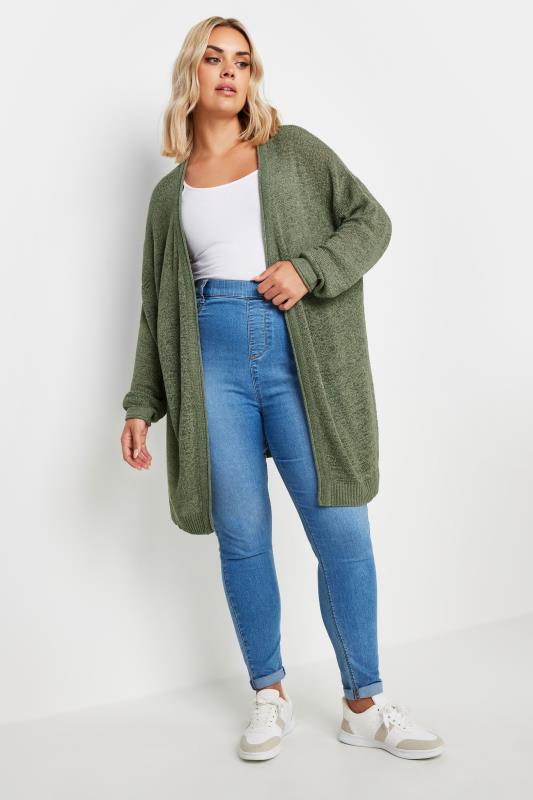 YOURS Plus Size Khaki Green Knitted Cardigan | Yours Clothing 2