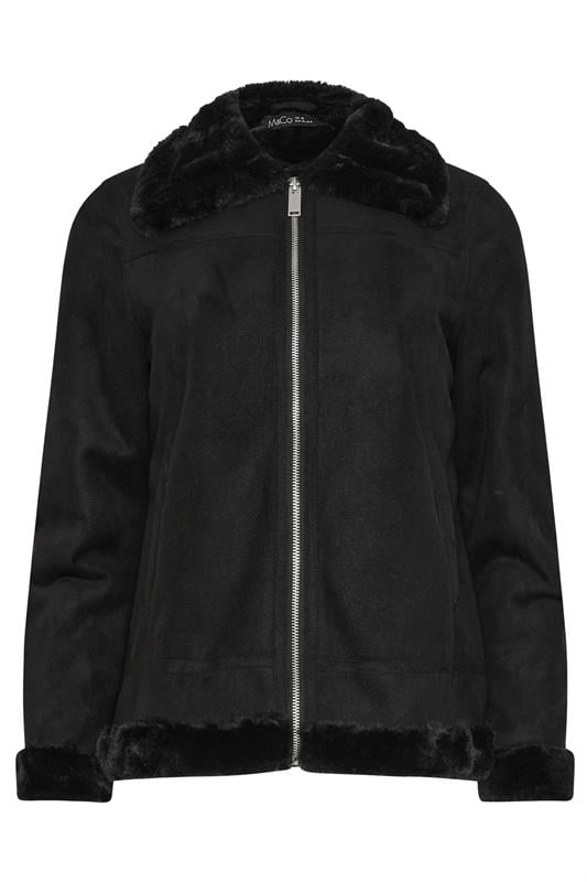 M&Co Black Faux Suede Aviator Jacket  8