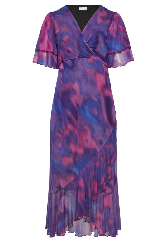 YOURS LONDON Plus Size Purple Abstract Print Midi Wrap Dress | Yours Clothing  5