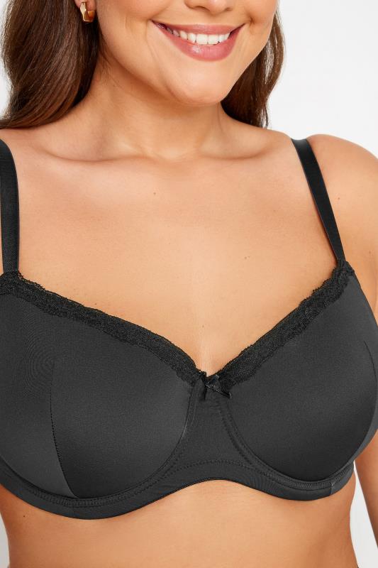 YOURS Plus Size Black Lace Trim Padded T-Shirt Bra | Yours Clothing 4